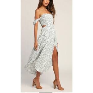Easy On The Eyes Floral Off-the-Shoulder Maxi Dress NWT Side Cutouts Size Medium